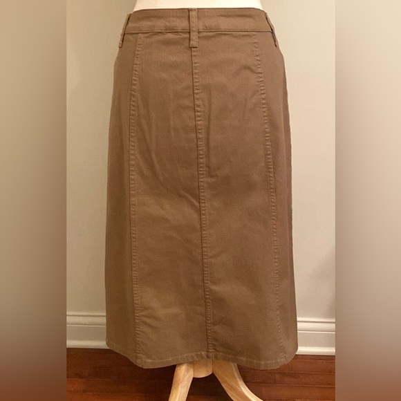 Christopher & Banks Stretch Tan Textured Cotton Blend Casual Midi Skirt Size 4 - Picture 8 of 11